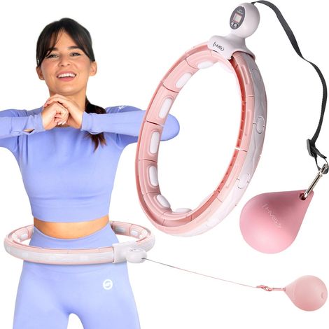 Magnetischer gewichteter Hula-Hoop-Reifen mit Zähler, Pink