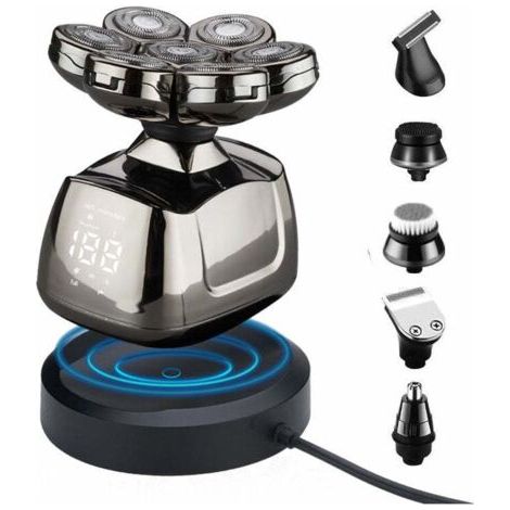 Rasoir Electriques Hommes, 6 in 1 Rasoirs à Têtes Rotatives 7D Tondeuse à Barbe rasoir rechargeable sans fil rasage (1/4)
