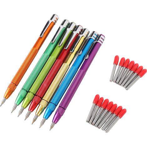 Lot de 7 stylos marqueurs magnétiques en acier tungstène avec 14 pointes pour carrelage, verre, marbre et pierre. (1/5)