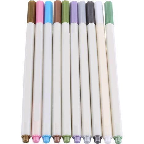 Lot 10 Stylos Marqueurs Métallisés Couleurs Vives pour Album Photo DIY, Carnet Scrapbooking (1/5)