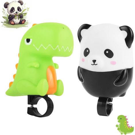 2 Pièces Corne de Vélo Enfants, Sécurité Corne de Vélo, Dinosaure Vert, Haut-Parleur Universel de Dessin Animé Mignon, Sonnette Velo Enfant Garçons Filles (1/5)