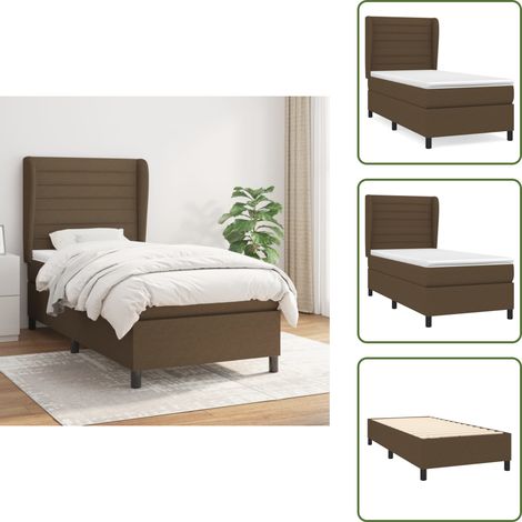 The Living Store Boxspringbett mit Matratze Dunkelbraun 90x200 cm Stoff - Boxspringbett - Doppelbett - Bettenrahmen - Lattenrost - Matratze