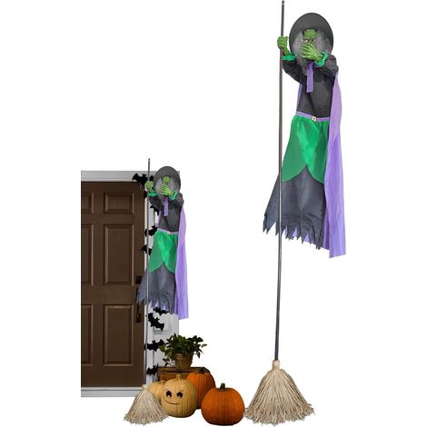 Balai de Sorcière Volant Halloween Balai Volant Extérieur Décoration Effrayante pour Entrée Extérieur Fête Cosplay Masquerade (1/5)