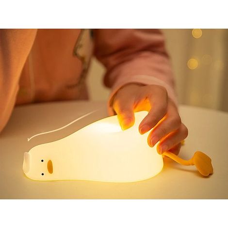 Luz nocturna, pato tumbado, luz blanca cálida, recargable, 3 modos, lámpara infantil, luz nocturna, lámpara LED, silicona, habitación infantil (1/5)