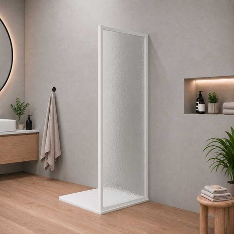 "PARETE DOCCIA FISSA """"SMERALDA C"""" BIANCO Sp.3 mm 88-92 cm"