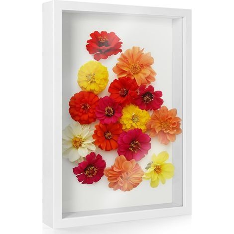 Grand cadre photo A4 3D, 22,8 x 31,6 cm, pour table ou mur, convient aux articles jusqu'à 6,5 cm d'épaisseur, boîte à souvenirs en bois pour photos, travaux manuels, fleurs, médailles (1/5)