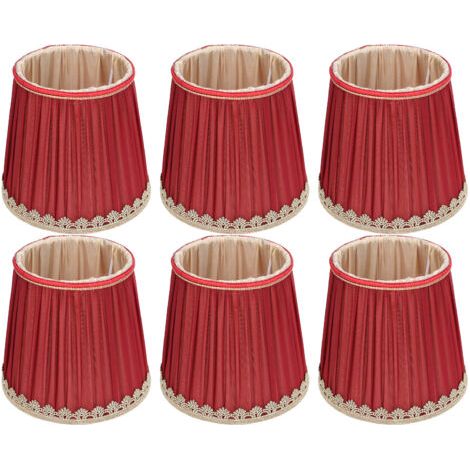 SUNXURY Petit abat-jour en tissu rouge vin bord doré, pour lustre de Table E14, applique murale (1/5)