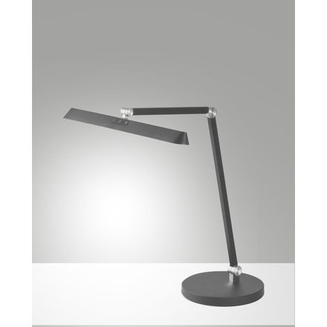 Lampada da Tavolo Beba LED 12W Antracite, Tecnologia CCT 3000K-4000K-6000K, Struttura in Alluminio e Metacrilato, Dimmerabile a Tatto - Beba