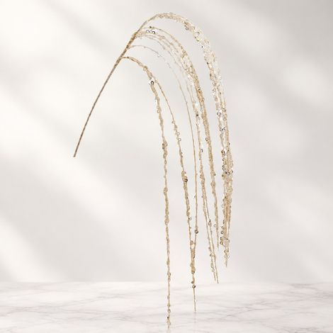 Enowelir Branche de Saule Pleureur Pailletée Style Feu d'Artifice pour Décoration de Noël Tige Flexible Ornement de Sapin Blanc