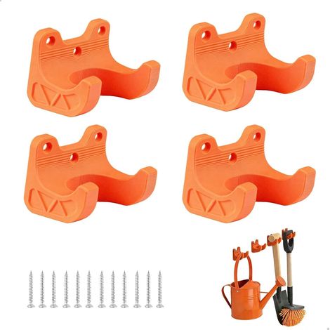 Crochets muraux pour garage, support mural pour outils en 4 pièces, organisation de garage avec vis, rangement robuste pour outils de jardin, crochet pour balai d'atelier (1/5)