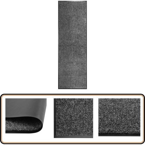 Fußmatte Waschbar Anthrazit 60x180 cm - Innenfußmatte - Outdoor-Matte - Waschbare Fußmatte - Anti-Rutschmatte - Anthrazit (1/5)