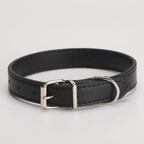 Collare per cani regolabile in pelle con fibbia in metallo per cani di piccola, media e grande taglia, nero, taglia S, 1,0 cm di larghezza, 30 cm di lunghezza, circonferenza del collo (1/5)