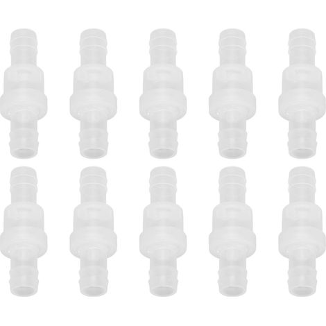10 Pièces Clapet Anti-Retour PVC Transparent pour Tuyau Chimique 12mm avec Ressort Inox