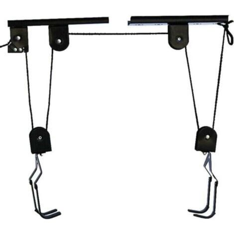 Sollevatore per biciclette, fino a 20 kg, per montaggio a soffitto con puleggia a cavo, per garage e cantina, portabiciclette a soffitto, nero