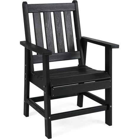 COSTWAY Sedia da Pranzo Giardino, Sedia da Esterno in HDPE Resistente alle Intemperie, Poltrona Esterno per Giardino Balcone, Portata 150 kg (Nero) (1/5)