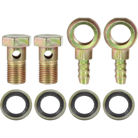 Raccord Banjo M16x1.5 10mm pour Système De Freinage Métal, Intérieur 16mm, Extérieur 10mm, Vis 38x22mm, Rotule 52x27mm, Raccords, Vis, Rondelles (1/5)