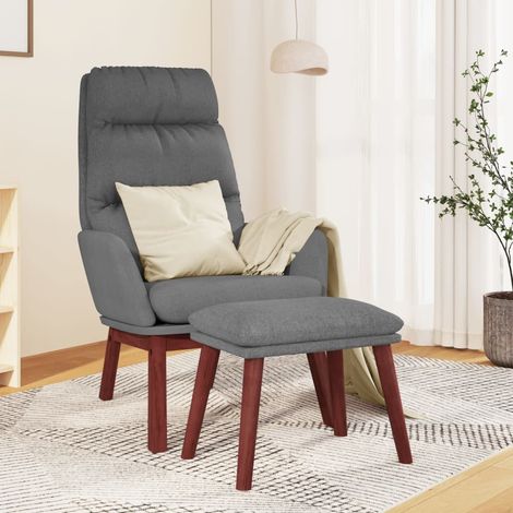 Chaise de relaxation avec tabouret, tissu gris clair, accoudoirs, 1 chaise + 1 tabouret - PANGIVO (1/5)