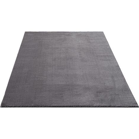 FLOORNOVO Hochflor Teppich Grau einfarbig - 110 x 60 cm - Besonders Weicher Teppich Wohnzimmer & Badezimmerteppich - Pflegeleicht - vielseitig einsetzbar im Innenbereich (1/2)