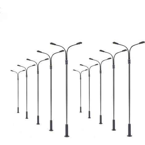 10 PCS LED Mini Lamppost Street HO OO Échelle 1/75 pour bacs à sable Jardin Miniature Villes Modèle Modèle Lampe Extérieure (1/5)