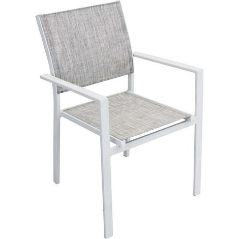 sedia da esterno elica garden "jamaica" in alluminio e textilene bianco e grigio chiaro 55x58x85 cm (1/3)