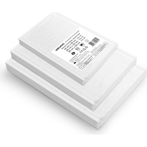 150 Sacs 15x25cm(50) et 20x30cm(50) et 28x40cm(50) Film Sous Vide Alimentaire, Gaufrés Sac Sous Vide pour la Conservation des Aliments et Compatible Avec n'importe Quelle Scelleuse (1/5)