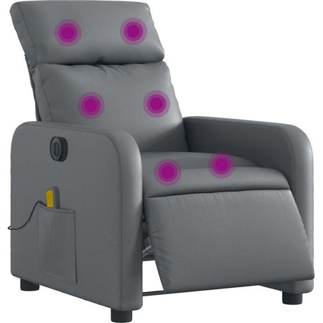 Fauteuil de massage inclinable électrique gris similicuir vidaXL (1/5)