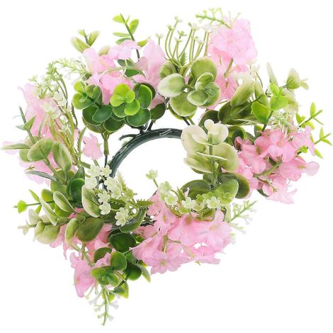 Couronnes de bougies fleuries décoratives pour mariage, maison, fête, ambiance, rose, lot de 2 (1/5)
