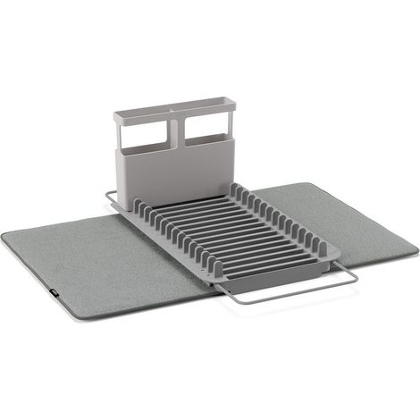 Scolapiatti con Tappetino in Microfibra Sopra Lavello 61x46cm Grigio Carboncino Umbra (1/5)