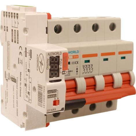 MCB Interruttore Magnetotermico Trifase Con Riarmo Automatico, Curva D 4P 5M 10000A AC 400V PB8H, 3 Tentativi (10s/60s/300s), Corrente Disponibili 16A 20A 25A 32A 40A 50A 63A  (D32A)