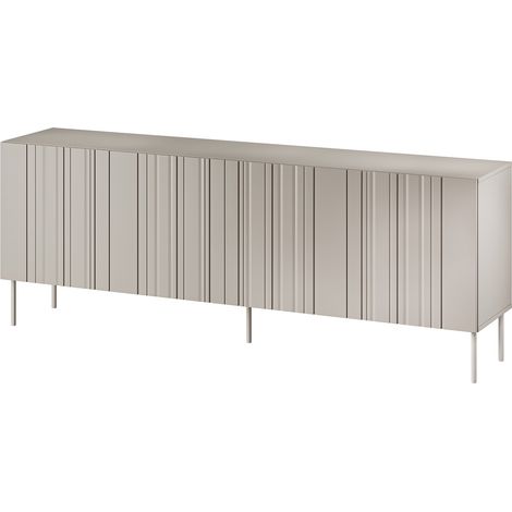 Buffet Gerace, buffet de salon à quatre portes battantes et compartiments intérieurs, surélevé, 201 x 42 x 75 cm, beige (1/4)