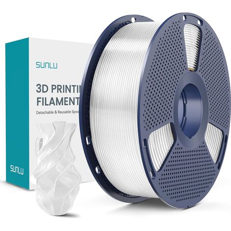 Filament pour imprimante 3D, Filament 1,75 mm, compatible avec les imprimantes 3D FDM, précision dimensionnelle +/- 0,02mm, bobine de 1kg, Transparent Blanc  Filament pour imprimante 3D FDM, bobine de (1/5)