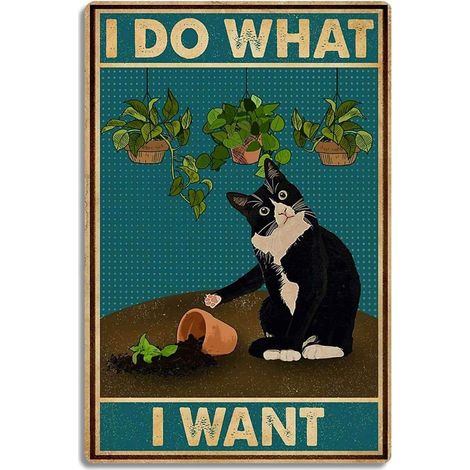 Plaque Étaine Décorative Drôle de Chat Noir « I Do What I Want » (Je fais ce que je veux), Poster Métallique Personnalisé de Chat Mignon, Décoration Murale, pour Maison, Salle de Bain, Jardin, Toilett (1/5)