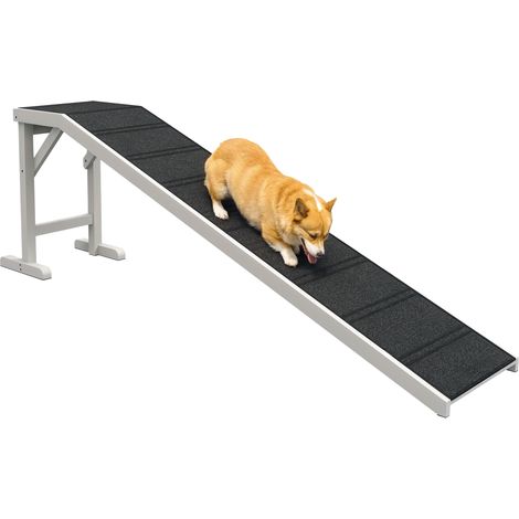 PawHut Pet Ramp for Dogs Cats with Non-Slip Carpet for Bed Sofa, White