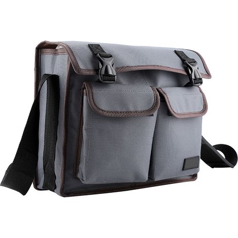 Sacoche porte-outils en tissu Oxford épais, avec bandoulière et organiseur, pour électricien et réparateur (gris)