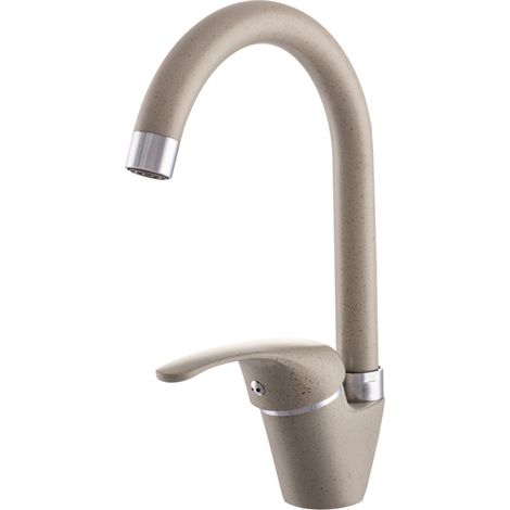 Mitigeur Évier de Cuisine Granitan Rio Beige - Bec Pivotant 360° - Cartouche Céramique - Résistant aux Taches et à Haute Température - Installation Facile - Accessoires Inclus (1/5)