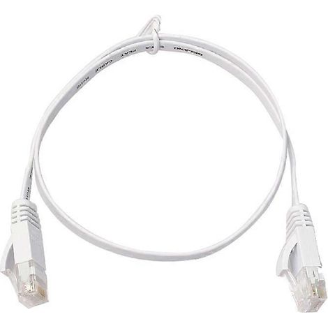 CAT6 Flachkabel, schwarz, 0,5 m – RJ45 für PC, Router, Internetnetzwerk, schnelle Verbindung, weiß