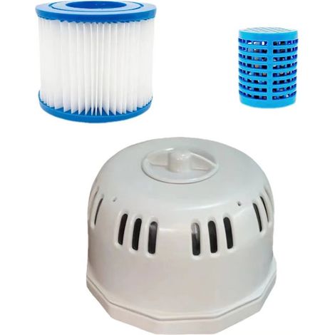 Replacement filter set for LAY-Z-SPA hot tubs P6653, P05343. Replacement hot tub parts - filter cartridge holder with hot tub mineral cartridge parts and one size VI hot tub filter cartridge.