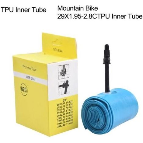 Pair TPU de vélos tube intérieur, 26/27.5/29 x 1,95-2.8 C, 45mm français de la valve, bleu