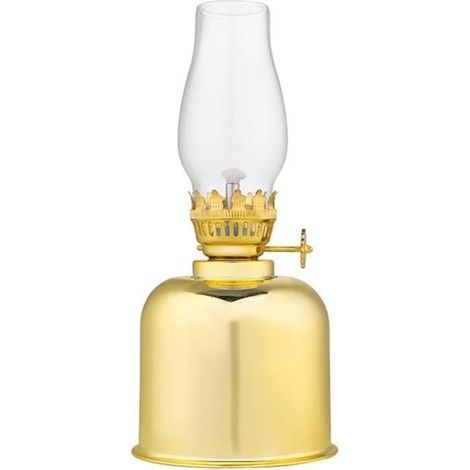 (Goldene) Petroleumlampe – Spiegelmodell – Robustes Glas – 5 Ersatzdochte – 300 ml (1/4)