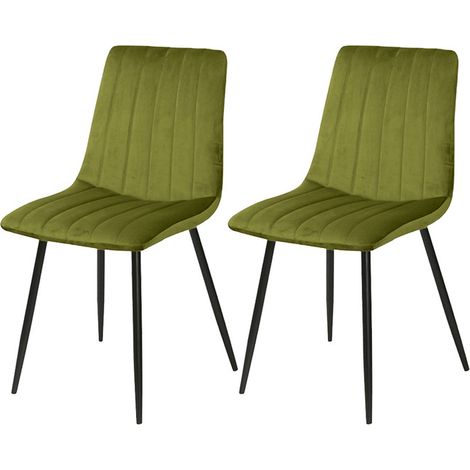 Dining Chairs 2x Velvet Upholstered Kitchen Leisure Chairs Lounge Reception Chairs for Home Office Bedroom Hotel Fern Green (1/5)