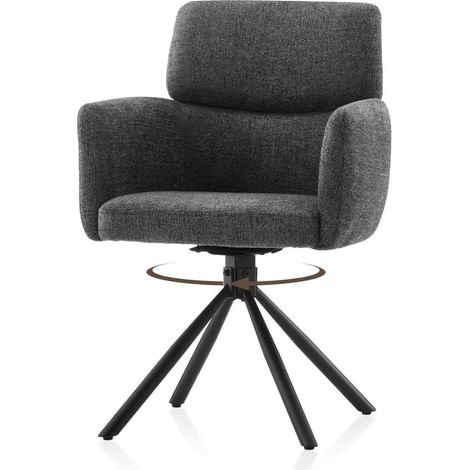 Chaise de salle à manger pivotante 360° en velours gris, fauteuil de bureau confortable (1/5)
