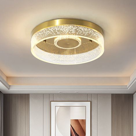 Modern LED Round Ceiling Light, 12 Inch Gold Flush Mount Kitchen Lighting with Clear Seeded Acrylic Lampshade,Lights Fixture for Dining Room Foyer Hallway (1/5)