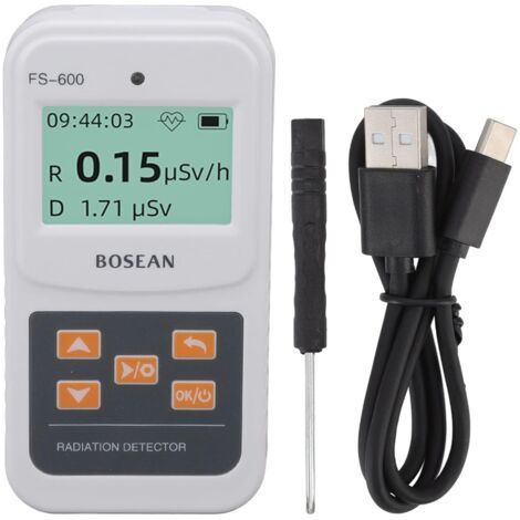 Détecteur de Radiation Nucléaire Compteur Geiger Testeur Portable Giegermètre, Haute Sensibilité Nucléaire 2 Modes de Puissance Double Fonction d'Alarme pour l'Industrie，Blanc (1/5)
