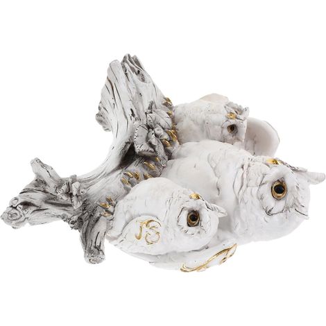 Figurine de Hibou Décorative en Résine Blanche, Statue D’Ornement de Paysage Hibou, Sculpture Animale pour Décoration de Jardin et Bureau, Accessoire Décoratif pour Intérieur (1/5)