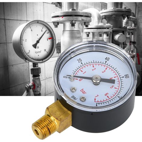 Mechanisches Manometer mit 1/8" BSPT-Anschluss an der Unterseite für Luft, Öl und Wasser (0-100 psi 0-7 bar) (1/5)