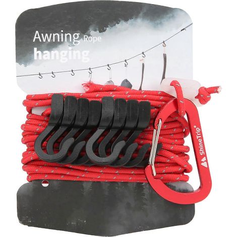 Corde de camping suspendue 2024, portable, multifonctionnelle, réglable, antidérapante, avec crochet (rouge)