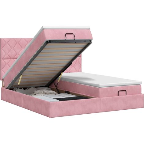 Maison Exclusive - Letto ottomano con materasso con testiera 2 pz Rosa Velluto (1/5)