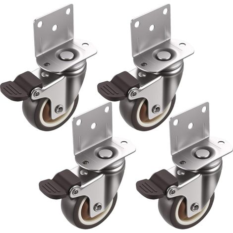4 Pcs Petites Roulettes Pivotantes pour Meubles, roulettes pour meubles de 50 mm, roulette meuble 360° avec freins, roulette de transport pour tables, étagères, capacité de charge jusqu'à 120 kg (1/5)