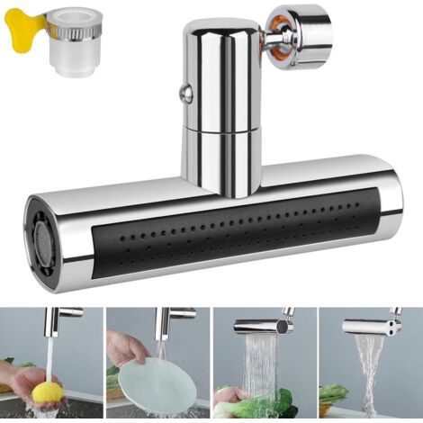 Aérateur de robinet pivotant, rallonge de robinet, 4 en 1, pivotant à 360°, anti-éclaboussures, économie d'eau, robinet de cuisine de remplacement (1/4)