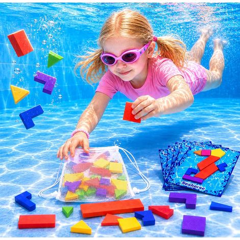 Diving Toy Pool Toy for Children, Underwater Puzzle Game with 40 Sinking Toys and 18 Challenge Cards, Swimming Toy Underwater Gemstone Water Pool Games